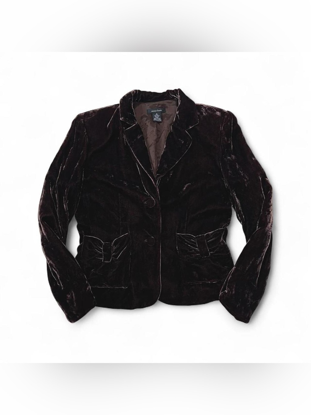 Susan Lewis Women's Brown Velvet Blazer Jacket Button Pockets Long Sleeve (M)
